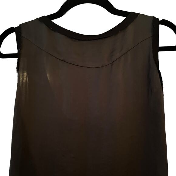Zara Basic Black Sleeveless Dress Sz M Zipper & Satin Accent Ruching Datenight - Picture 6 of 10